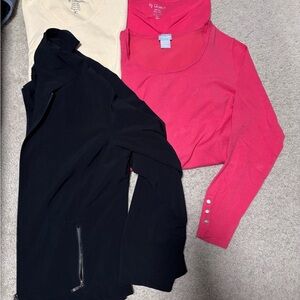 Black Jacket and Pink Top Set